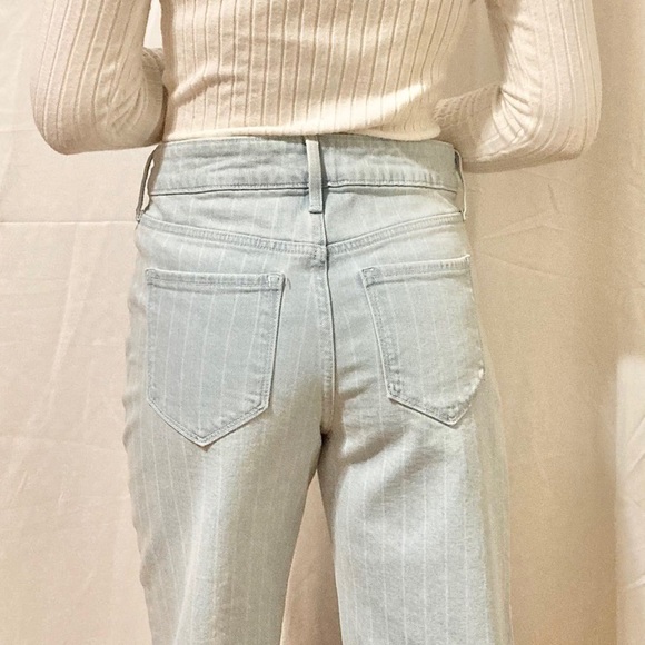 ✨Light Blue SLIM WIDE LEG Jeans & white stripes✨ - Picture 4 of 4